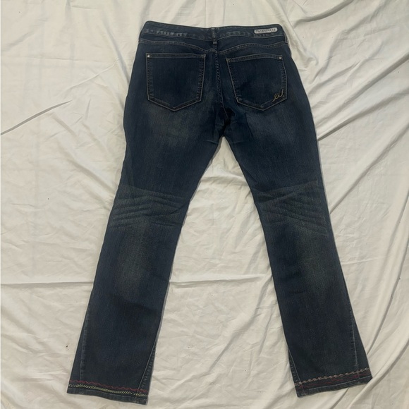 Express Women’s Stella Barely Boot Low Rise Embroidered Blue Jeans Size 10 Reg - Picture 6 of 8